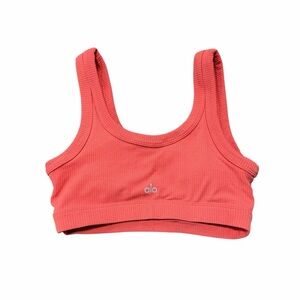 ALO Yoga Ribbed Sports Bra in Coral Pink